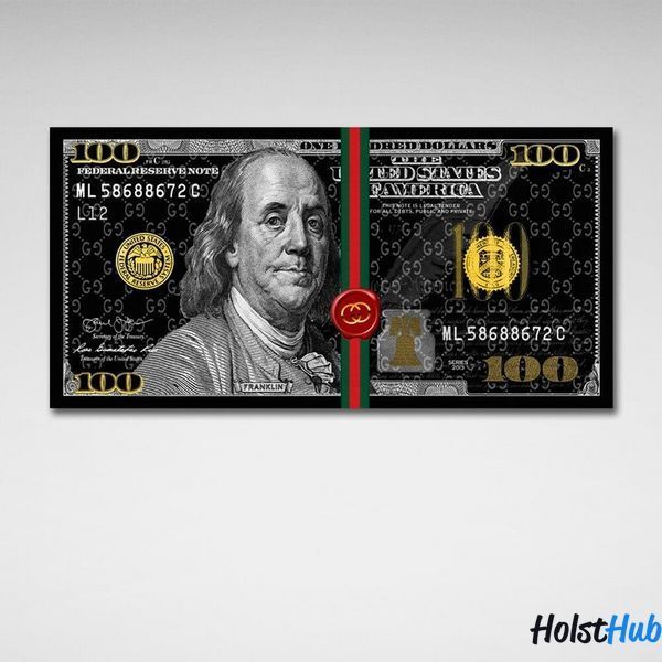 Картина 100 долларов Gucci черный на холсте 10431 фото