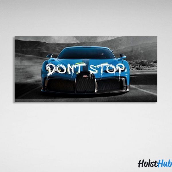 Картина машина Bugatti блакитного кольору на сірих дорогах на полотні 11718 фото