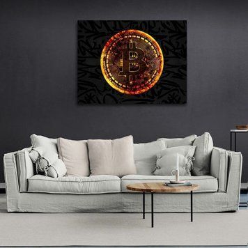 Картина Монета золотий біткоін Gold Bitcoin на полотні 10432 фото