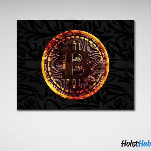 Картина Монета золотий біткоін Gold Bitcoin на полотні 10432 фото