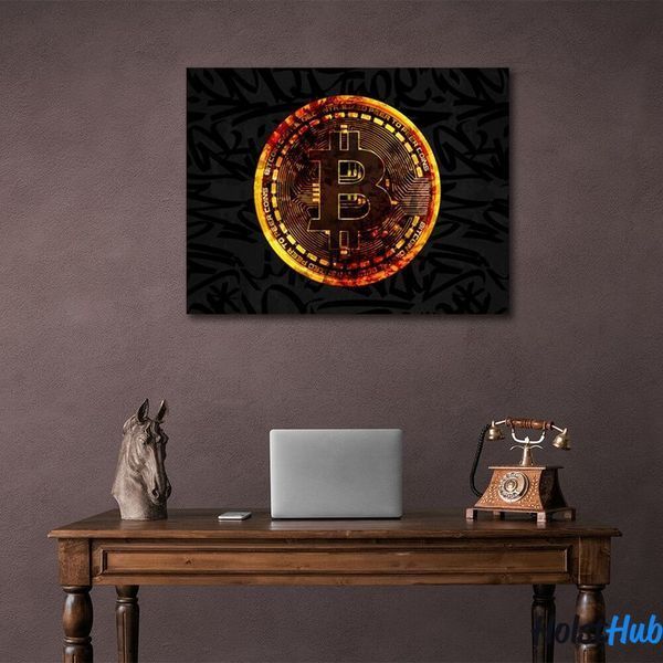 Картина Монета золотий біткоін Gold Bitcoin на полотні 10432 фото