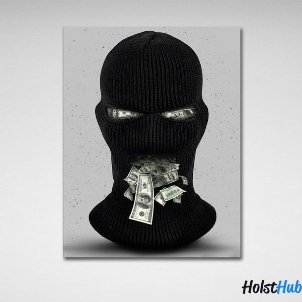 Картина Балаклава и Доллары Money Gang на холсте 10053 фото