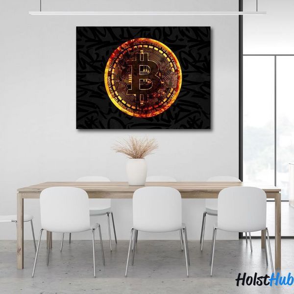 Картина Монета золотий біткоін Gold Bitcoin на полотні 10432 фото