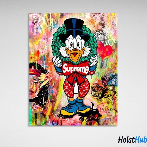 Картина Скрудж на фоне граффити с надписью SUPREME на холсте 11943 фото