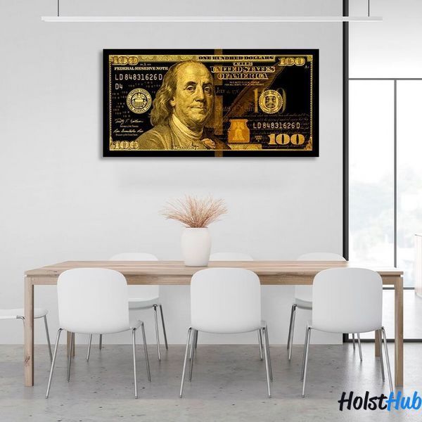 Картина 100 доларів чорний та жовтий на полотні 10142 фото