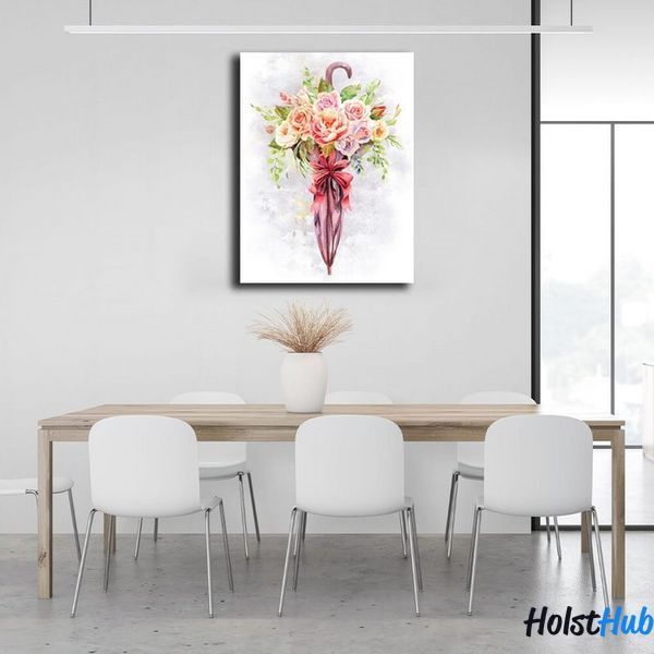 Картина інтер'єрна Квіткова парасолька на полотні 10111 фото
