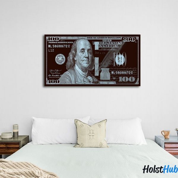 Картина 100 долларов черные платиновые Platinum Franklin на холсте 12147 фото