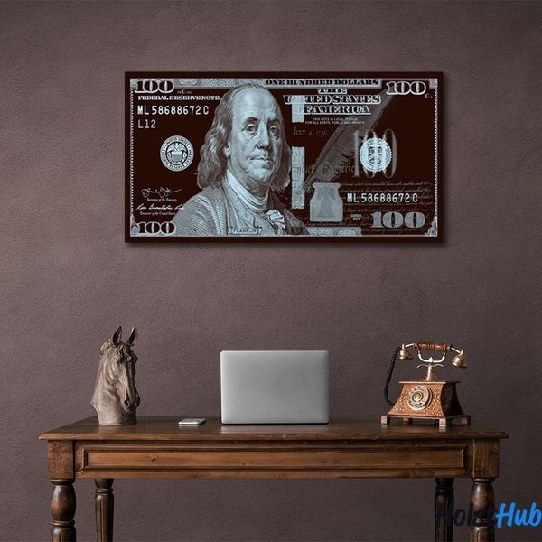 Картина 100 долларов черные платиновые Platinum Franklin на холсте 12147 фото
