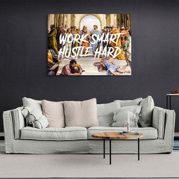Картина на стіну в офіс для мотивації Філософи Work smart hustle hard на полотні 10182 фото