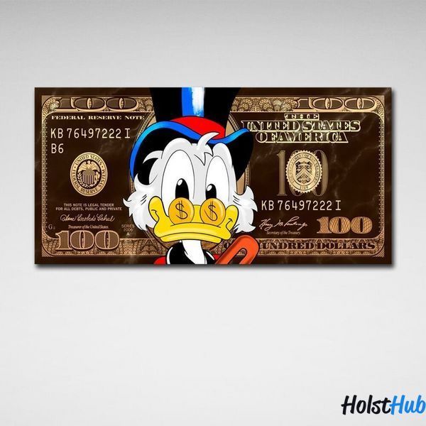 Картина Скрудж 100 доларів золотий та коричневий на полотні 10437 фото