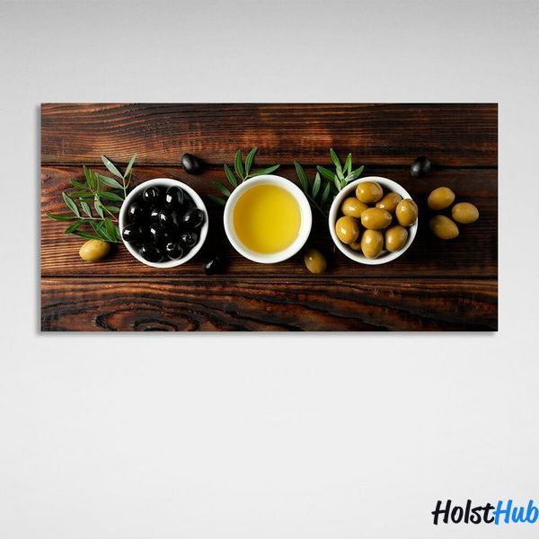 Картина для кухни Оливки и оливковое масло на холсте 11582 фото