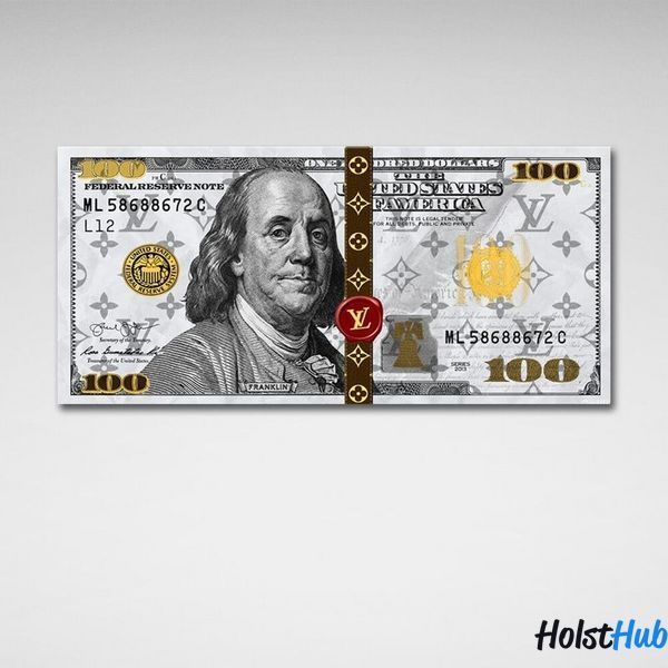 Картина 100 доларів White Franklin LV білий на полотні 10433 фото