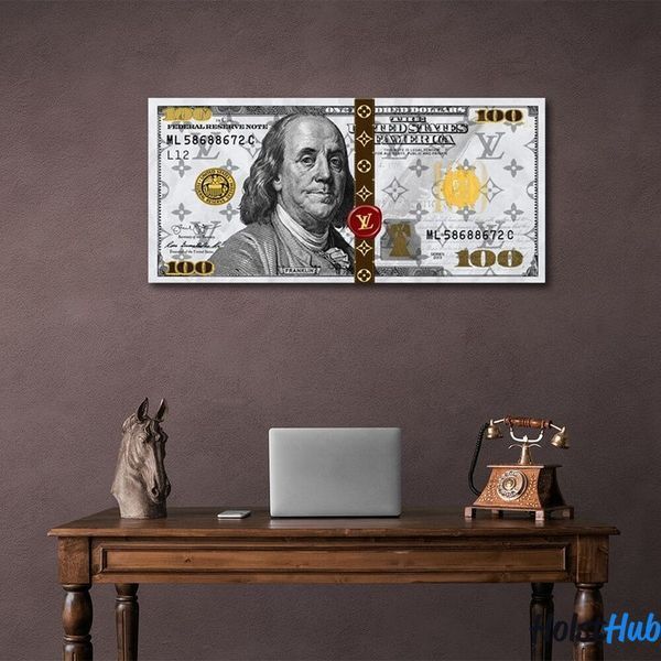 Картина 100 доларів White Franklin LV білий на полотні 10433 фото