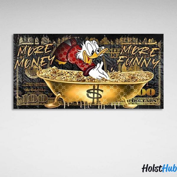 Картина для мотивации для офиса Скрудж more money more funny на холсте 10050 фото