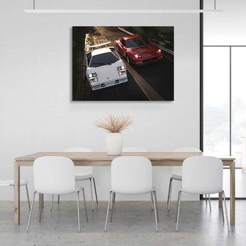 Картина машини Ferrari Testarossa vs Lamborghini Countach на полотні 12127 фото