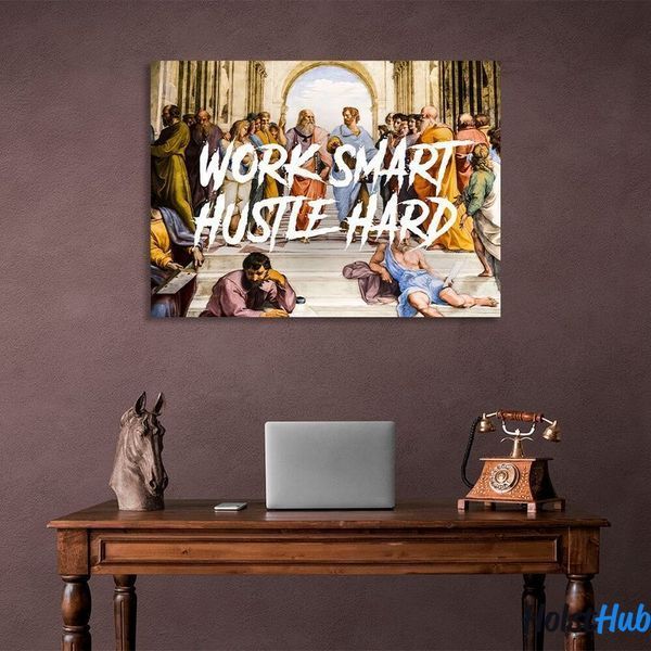 Картина на стіну в офіс для мотивації Філософи Work smart hustle hard на полотні 10182 фото