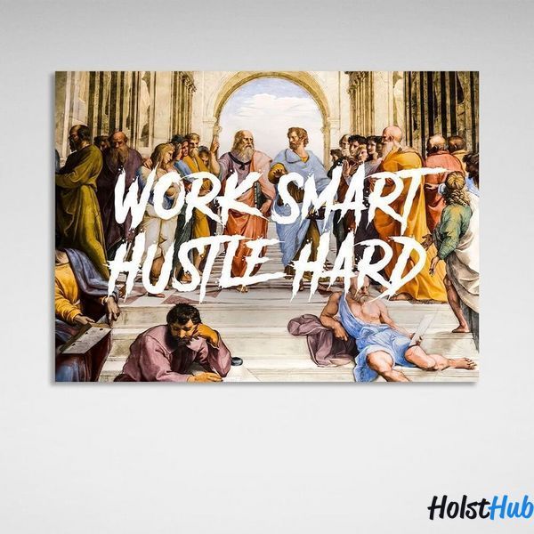Картина на стіну в офіс для мотивації Філософи Work smart hustle hard на полотні 10182 фото