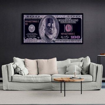 Картина 100 доларів чорний та фіолетовий на полотні 12193 фото