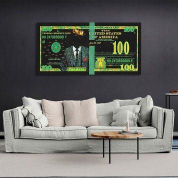 Картина 100 доларів король чорний та зелений на полотні 10700 фото