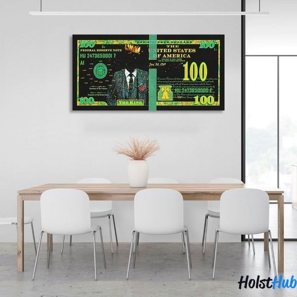 Картина 100 доларів король чорний та зелений на полотні 10700 фото