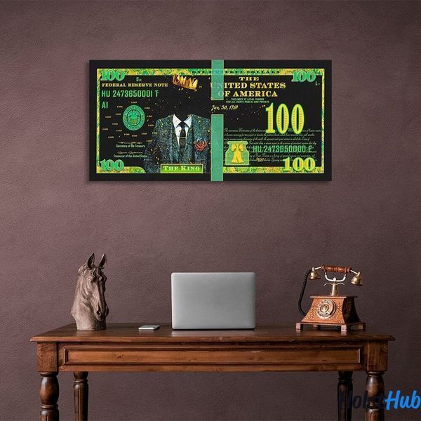 Картина 100 доларів король чорний та зелений на полотні 10700 фото