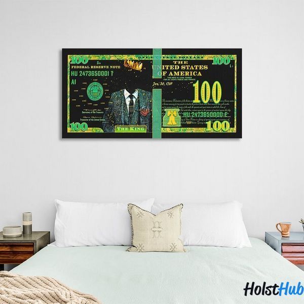 Картина 100 доларів король чорний та зелений на полотні 10700 фото