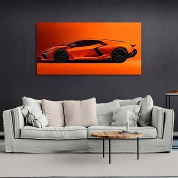 Картина помаранчева Lamborghini на помаранчевому тлі на полотні 11359 фото