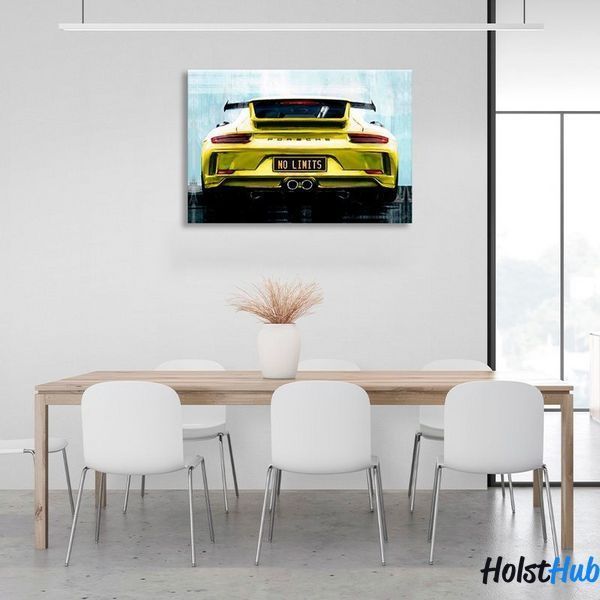 Картина Porsche ззаду номера "немає ліміту" на полотні 11645 фото