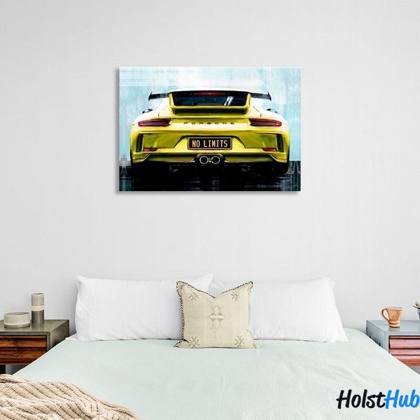 Картина Porsche ззаду номера "немає ліміту" на полотні 11645 фото