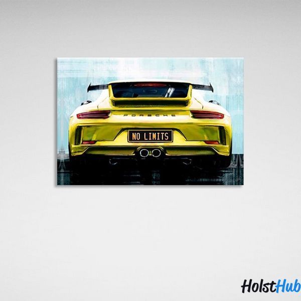 Картина Porsche ззаду номера "немає ліміту" на полотні 11645 фото