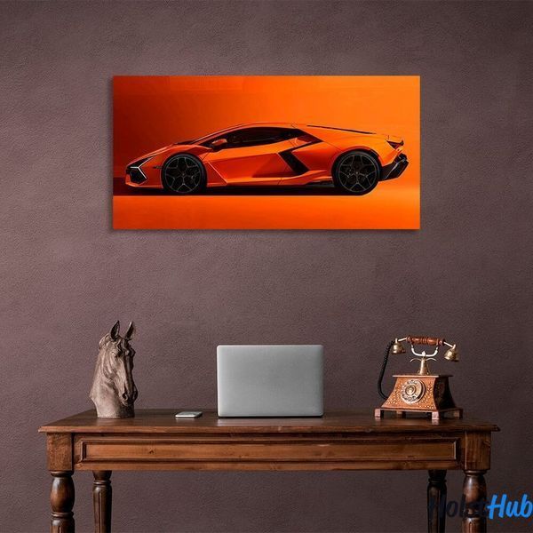 Картина помаранчева Lamborghini на помаранчевому тлі на полотні 11359 фото