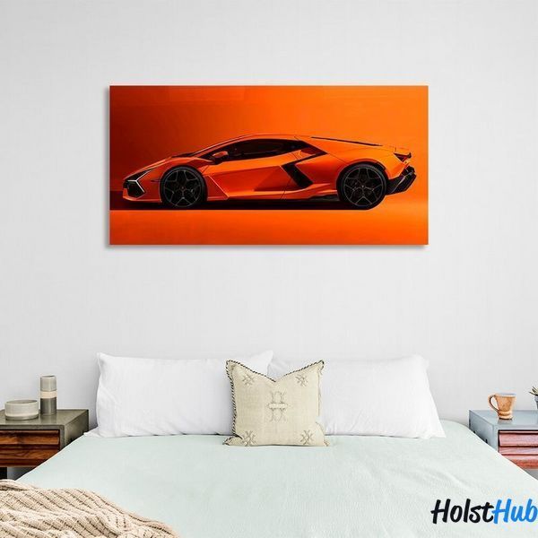 Картина помаранчева Lamborghini на помаранчевому тлі на полотні 11359 фото