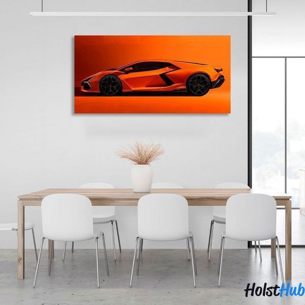Картина помаранчева Lamborghini на помаранчевому тлі на полотні 11359 фото