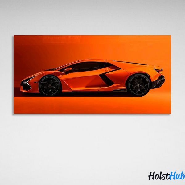 Картина помаранчева Lamborghini на помаранчевому тлі на полотні 11359 фото