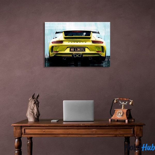 Картина Porsche ззаду номера "немає ліміту" на полотні 11645 фото