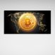 Картина Золотая монета Bitcoin фоне карты на холсте 10503 фото 2