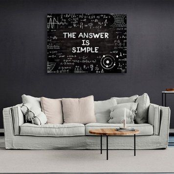Картина шкільна дошка з формулами та написом у центрі "THE ANSWER IS SIMPLE" на полотні 11640 фото