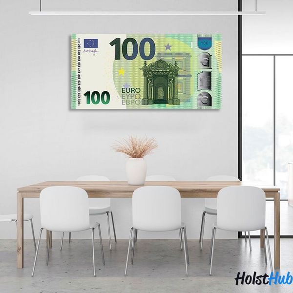 Картина в офіс для мотивації 100 євро новий дизайн на полотні 10713 фото